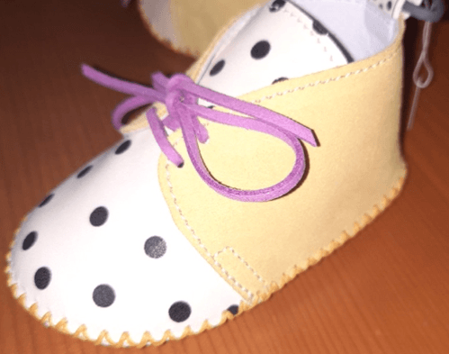 Baby Girl Leather Shoes Yellow Laces - Coccodrillo Rosso